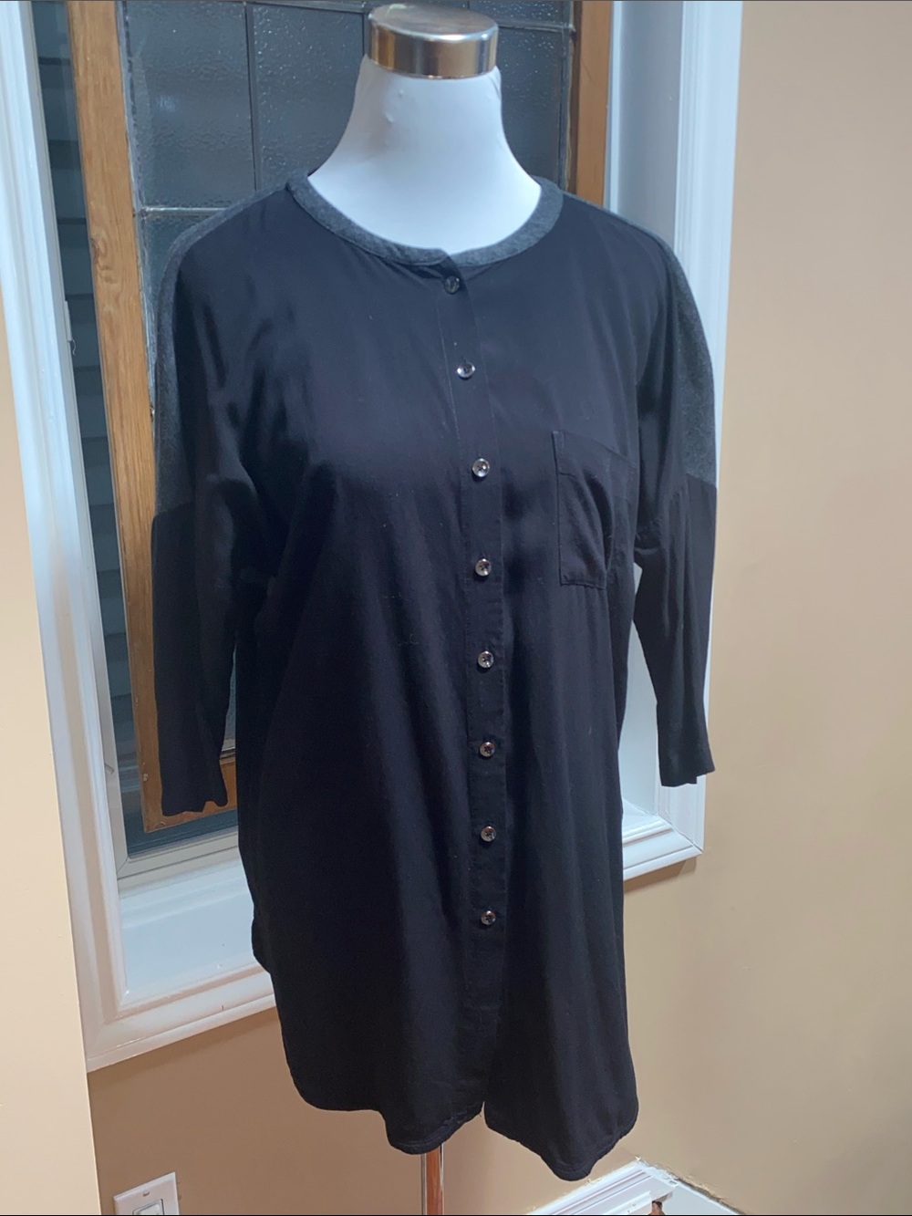 Lole Black Cardigan with Gray Trim